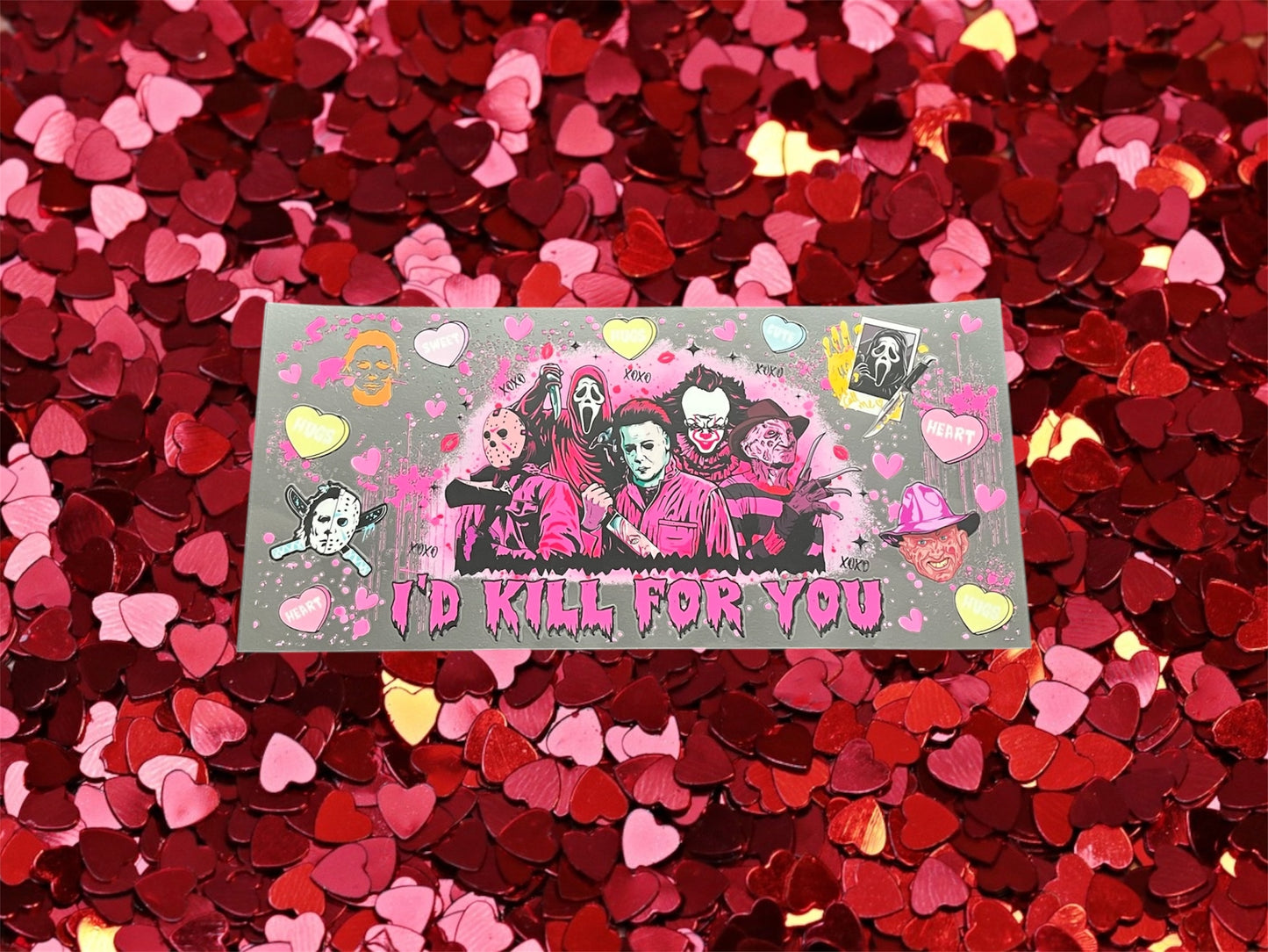 Valentines Day Pink Horror Kill For You-Holiday 16oz UV DTF Double Sided Cup Wrap