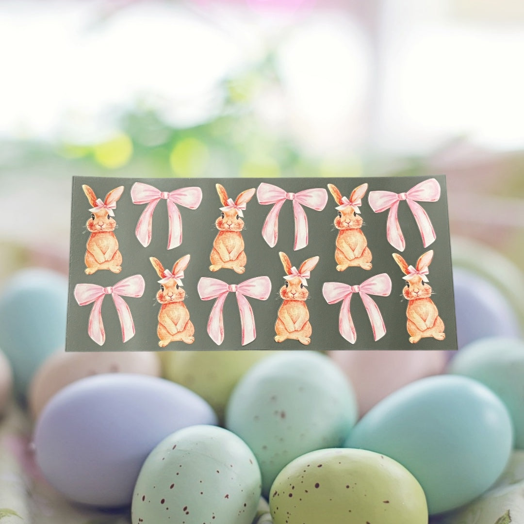 Easter Bunny w/Pink Bows-Holiday 16oz UV DTF Double Sided Cup Wrap