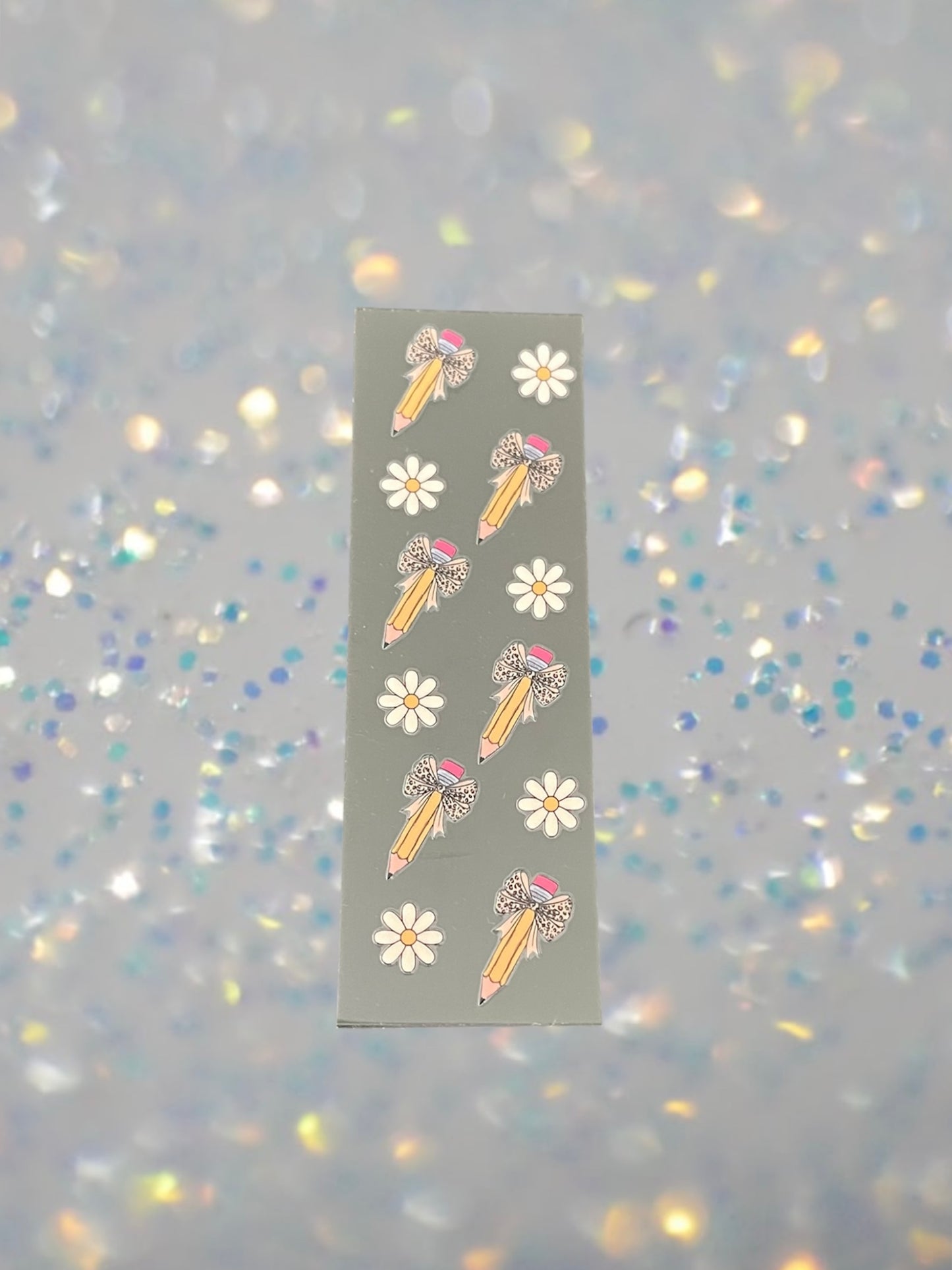 Teacher Floral Pencils w/Leopard Bows-UV DTF Pen Wrap