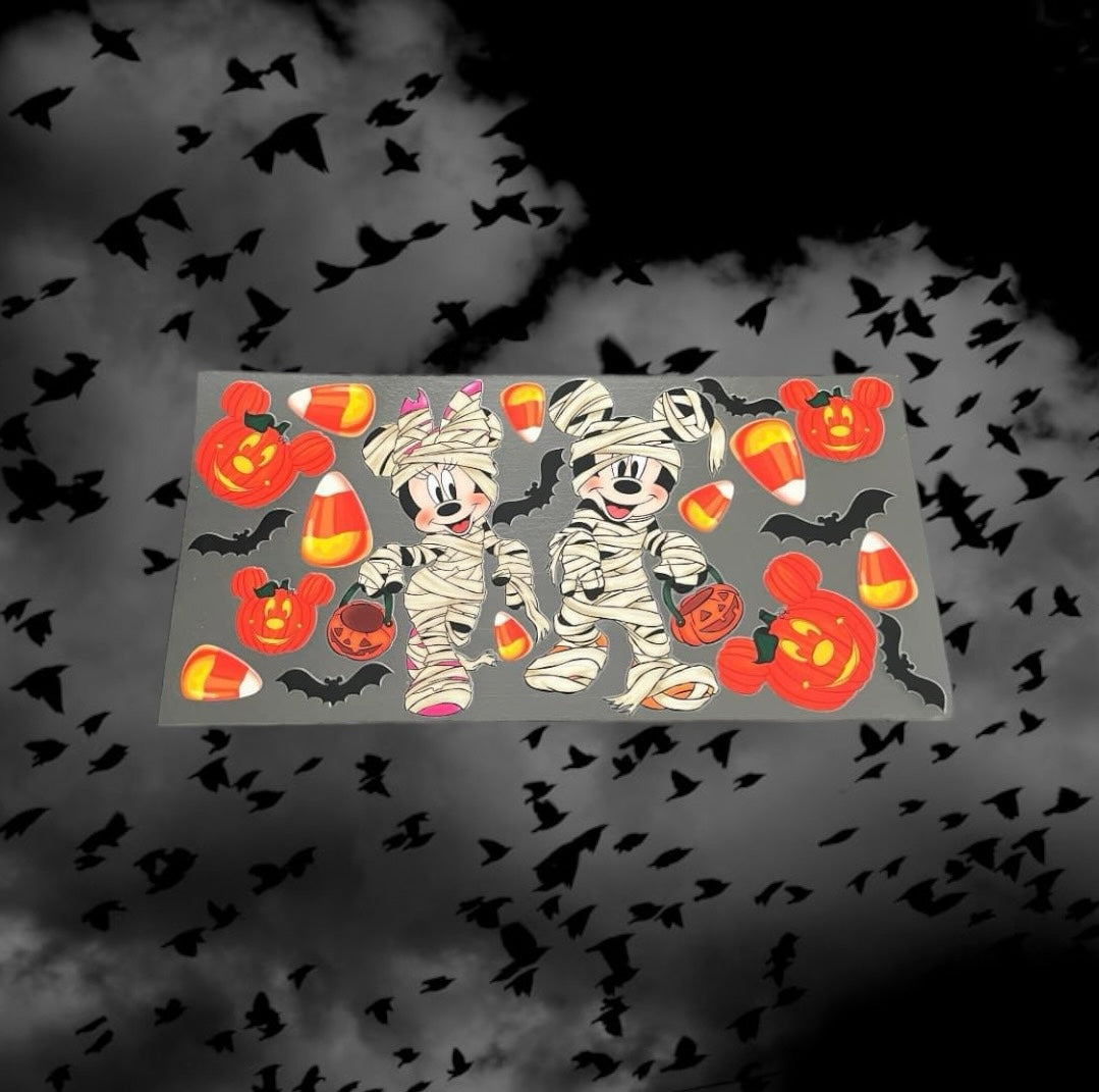 Halloween Mouse Mummies-Holiday 16oz UV DTF Double Sided Cup Wrap