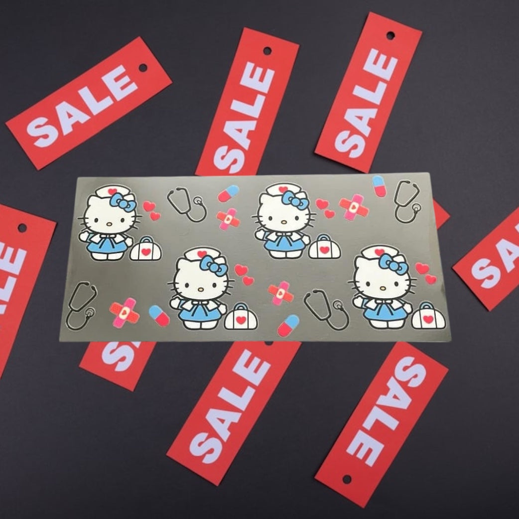 Nurse kitty-CLEARANCE 16oz UV DTF Double Sided Cup Wrap