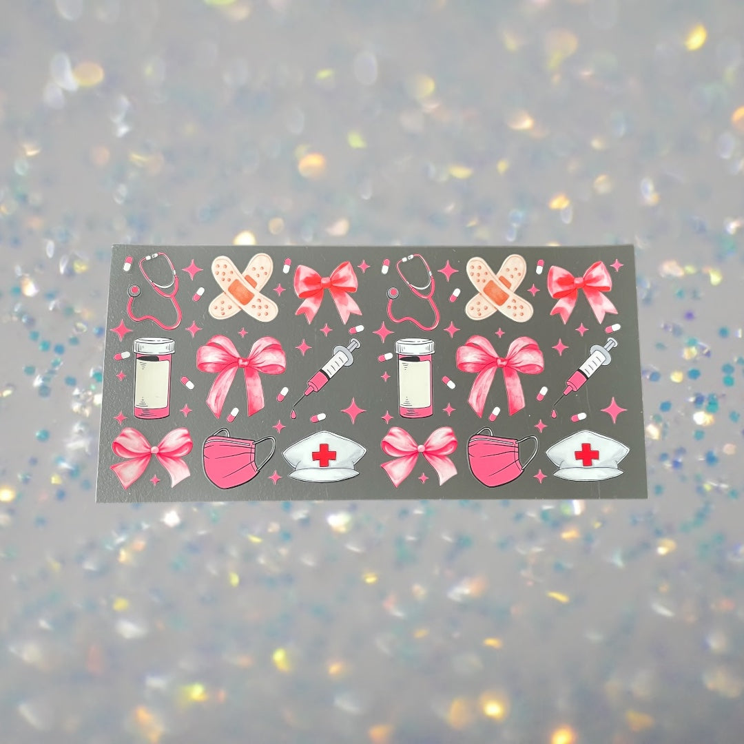 Nurse w/Bows-16oz UV DTF Double Sided Cup Wrap