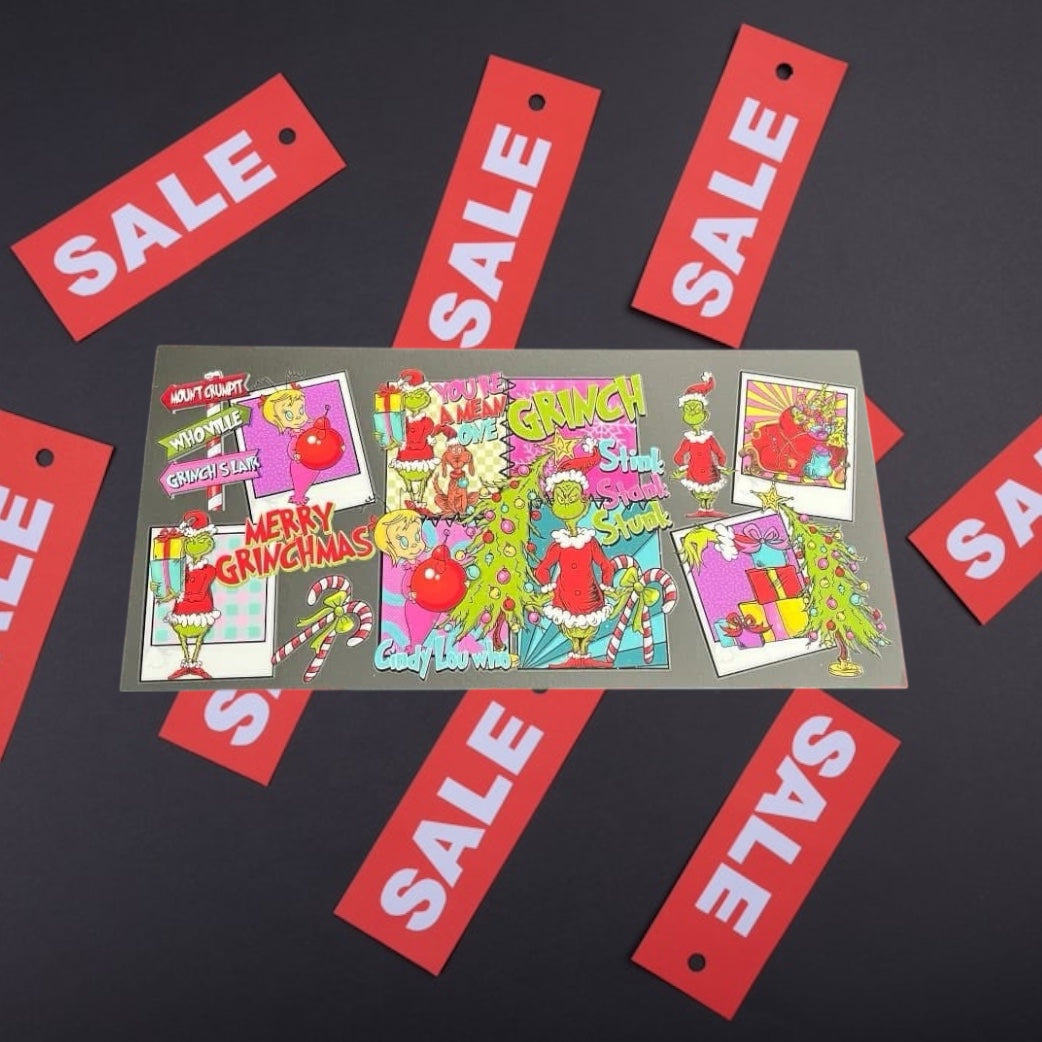 Mr grinch -CLEARANCE 16oz UV DTF Double Sided Cup Wrap