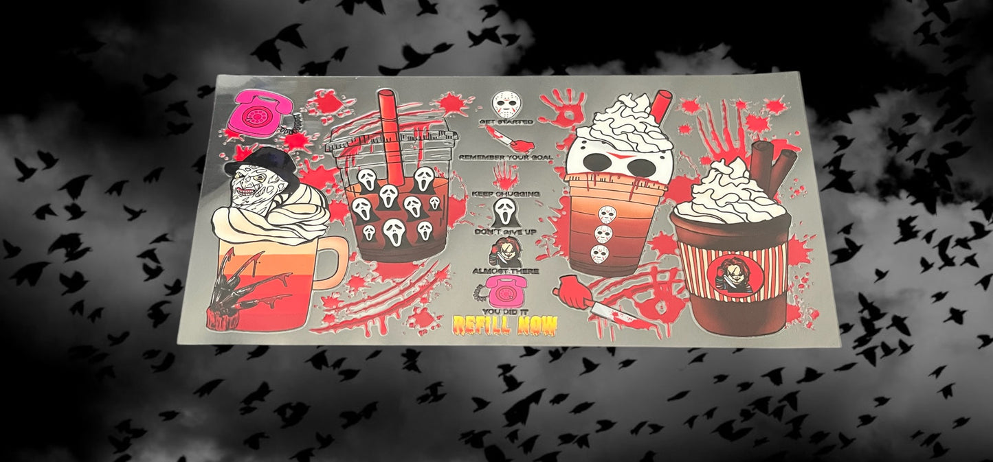 Halloween Horror Refill Now-Holiday 16oz UV DTF Double Sided Cup Wrap