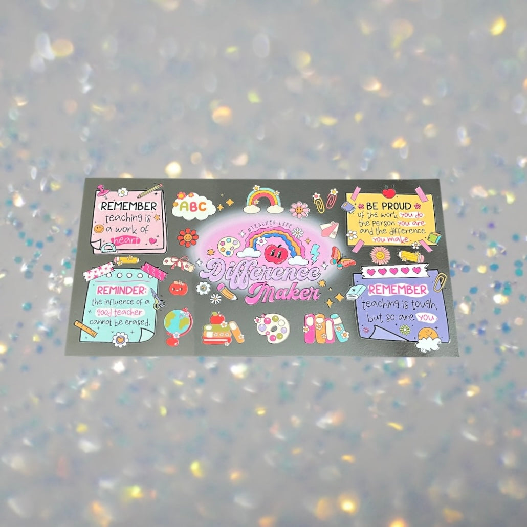 Teacher Difference Maker-16oz UV DTF Double Sided Cup Wrap