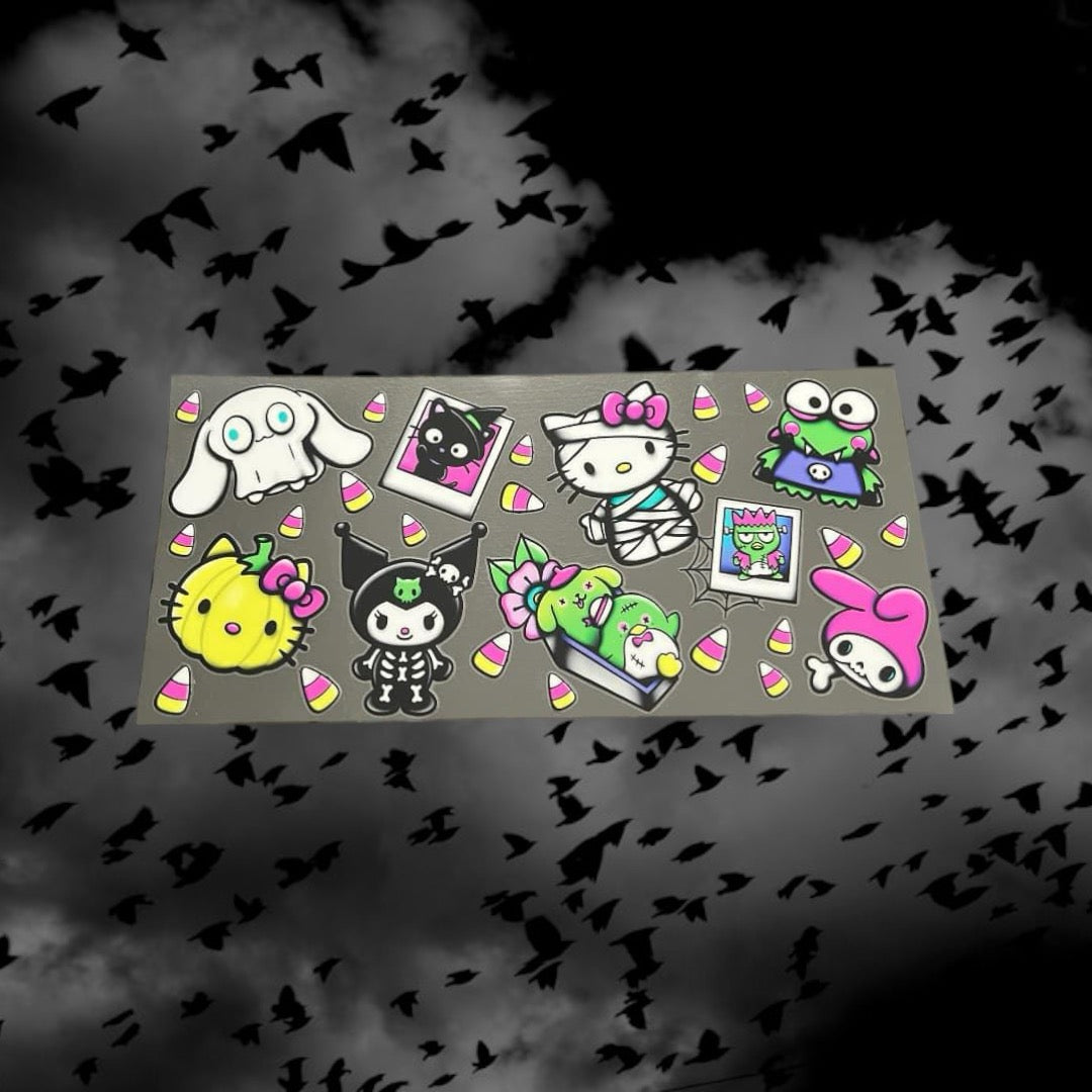 Halloween Candy Corn Kitty-Holiday 16oz UV DTF Double Sided Cup Wrap