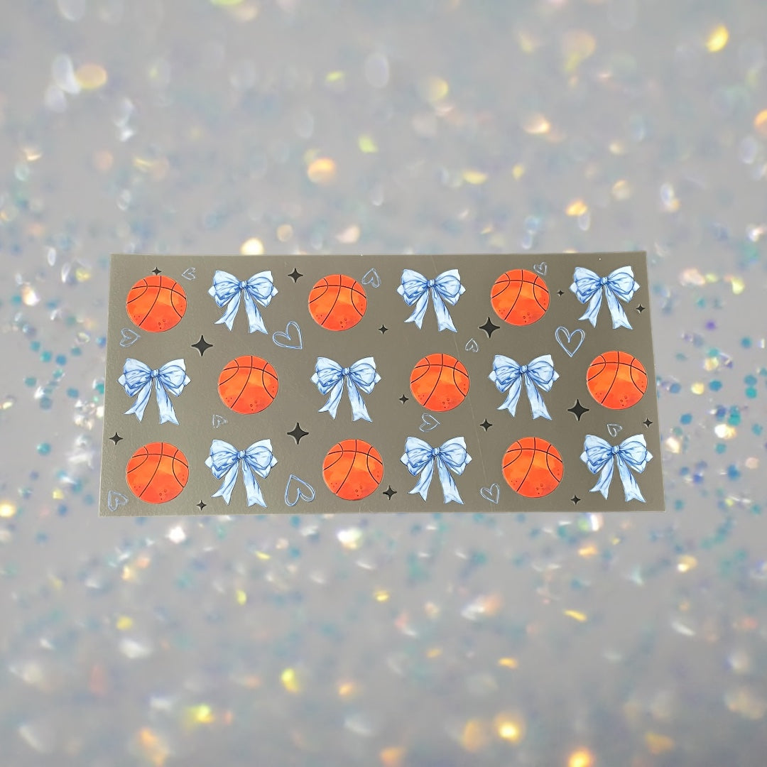 Basketball w/Blue Bows-16oz UV DTF Double Sided Cup Wrap