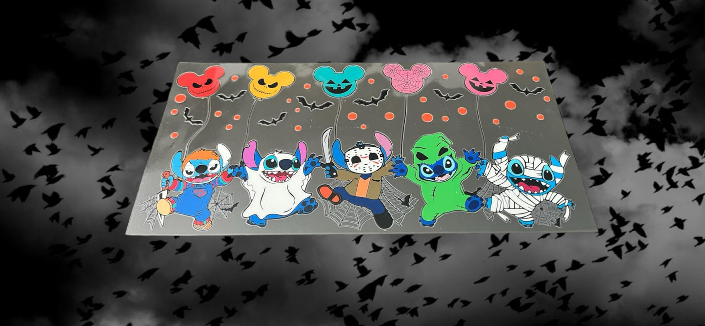 Halloween Blue Alien Balloon-Holiday 16oz UV DTF Double Sided Cup Wrap