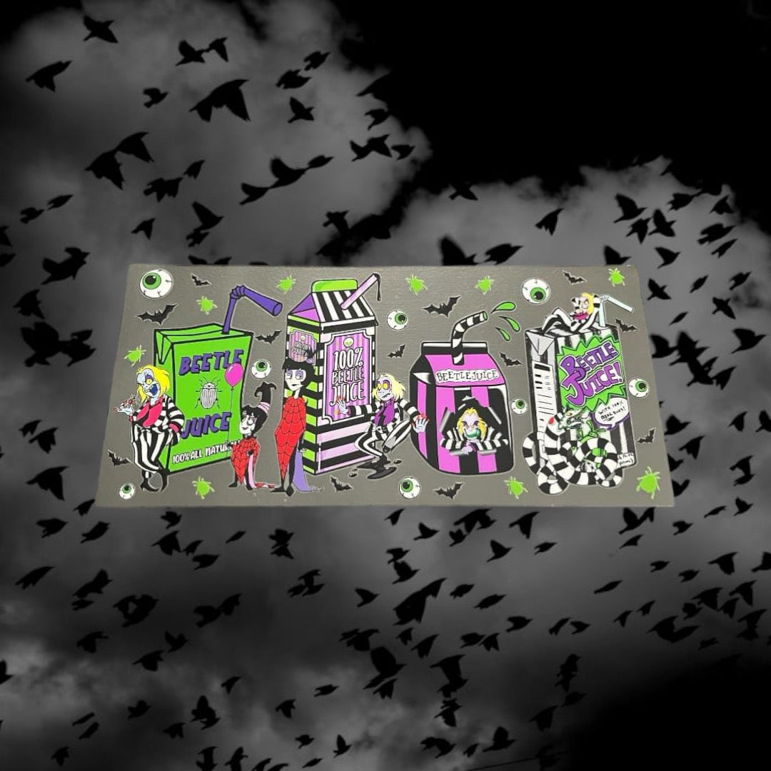 Halloween 100% Beetle Juice-Holiday 16oz UV DTF Double Sided Cup Wrap