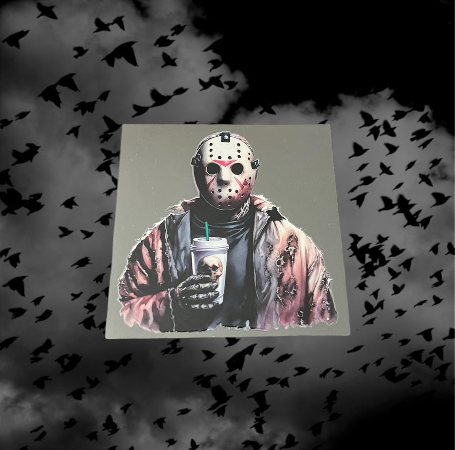 Halloween Jason Coffee-UV DTF Double Sided 4" Decal
