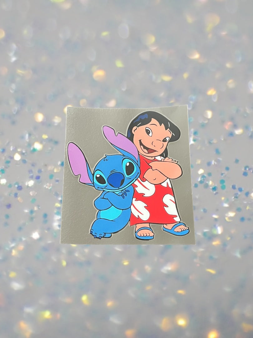 Blue Alien w/Friend- UV DTF Double Sided 4" Decal