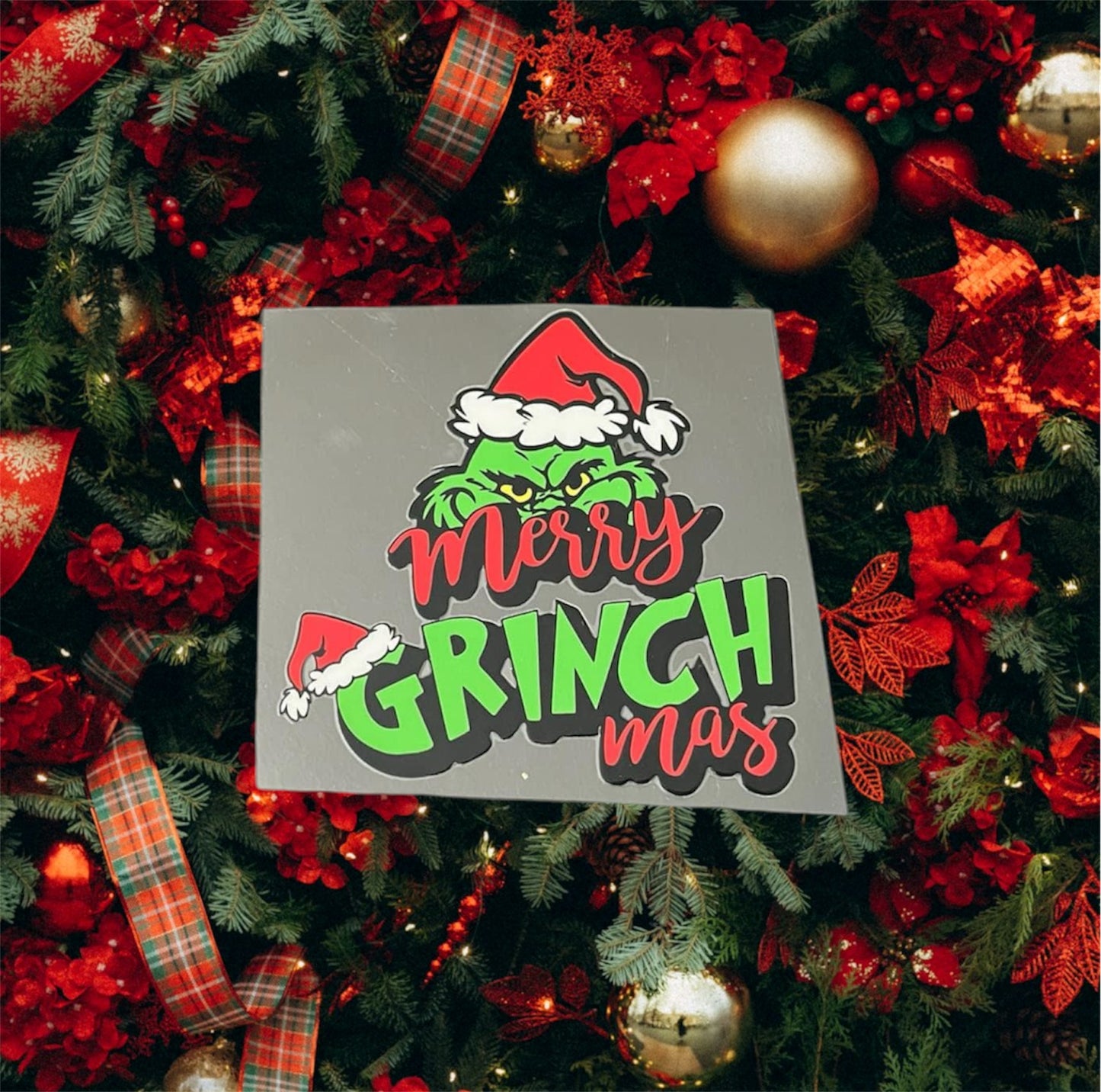 Merry Grinchmas- Holiday UV DTF Double Sided 4" Decal