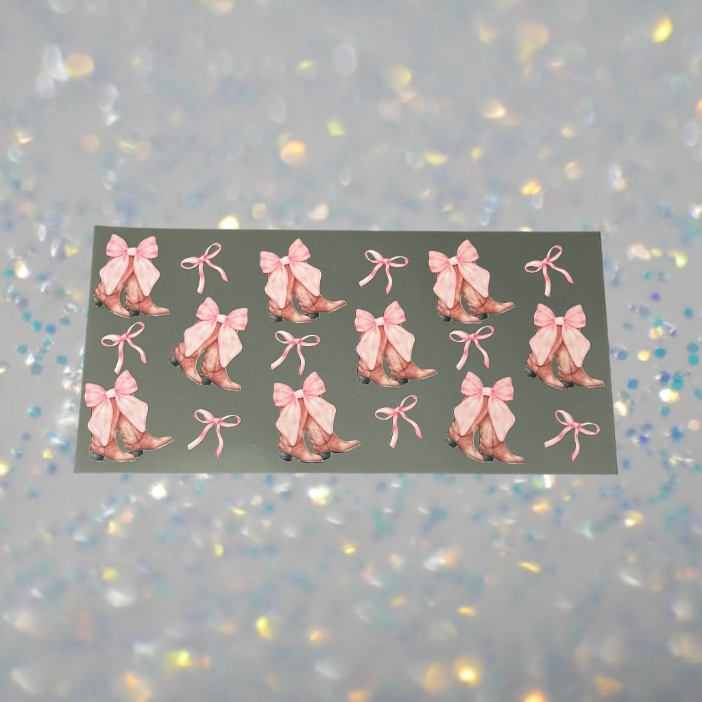 Boots w/Bows-16oz UV DTF Double Sided Cup Wrap