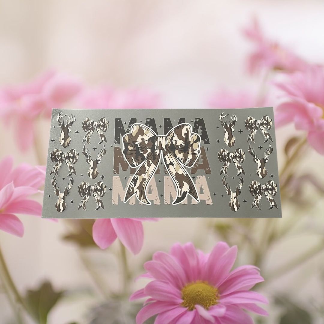 Mother’s Day Mama Camo w/Bows-Holiday 16oz UV DTF Double Sided Cup Wrap