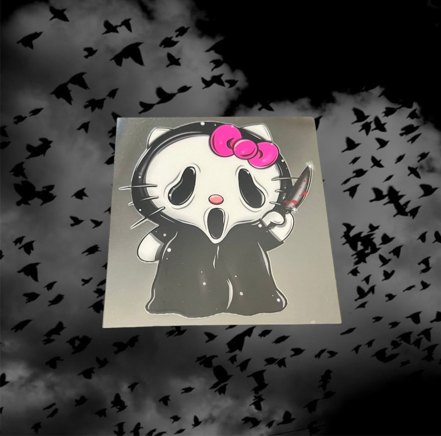 Halloween Kitty GhostHorror-Holiday UV DTF Double Sided 4" Decal