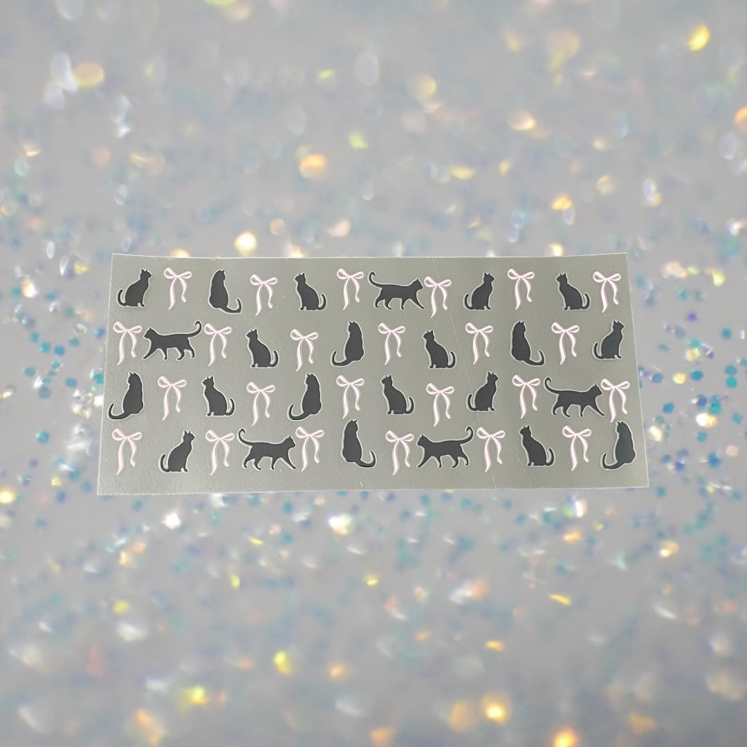 Cats w/Bows -16oz UV DTF Double Sided Cup Wrap