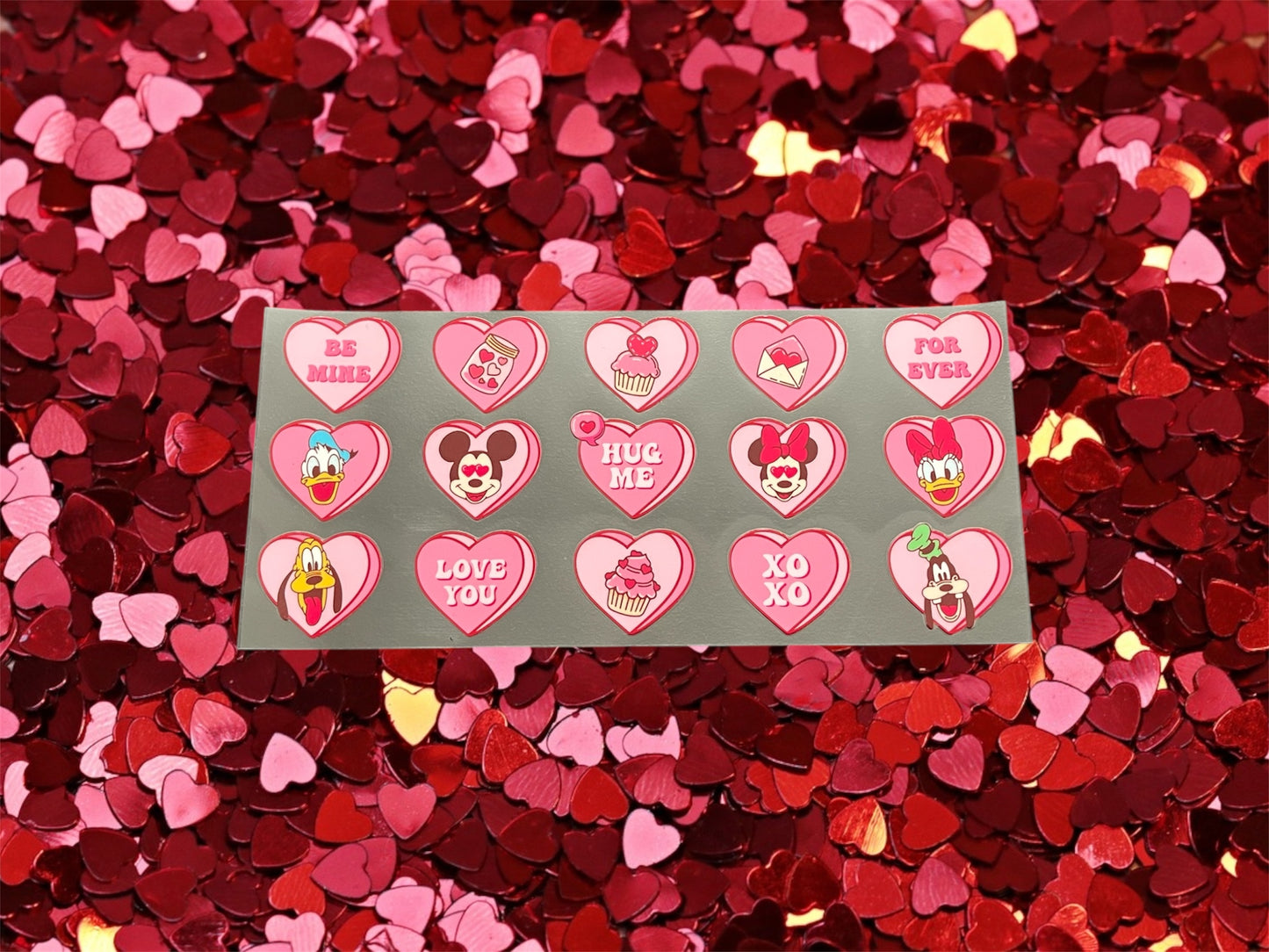 Valentines Day Mouse Conversation Hearts-Holiday 16oz UV DTF Double Sided Cup Wrap