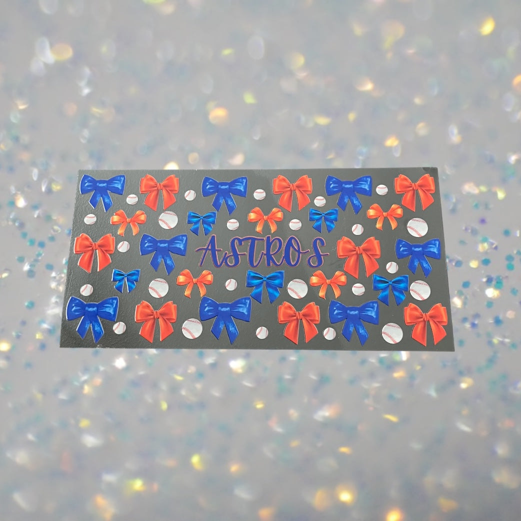 Houston Baseball w/Bows-16oz UV DTF Double Sided Cup Wrap