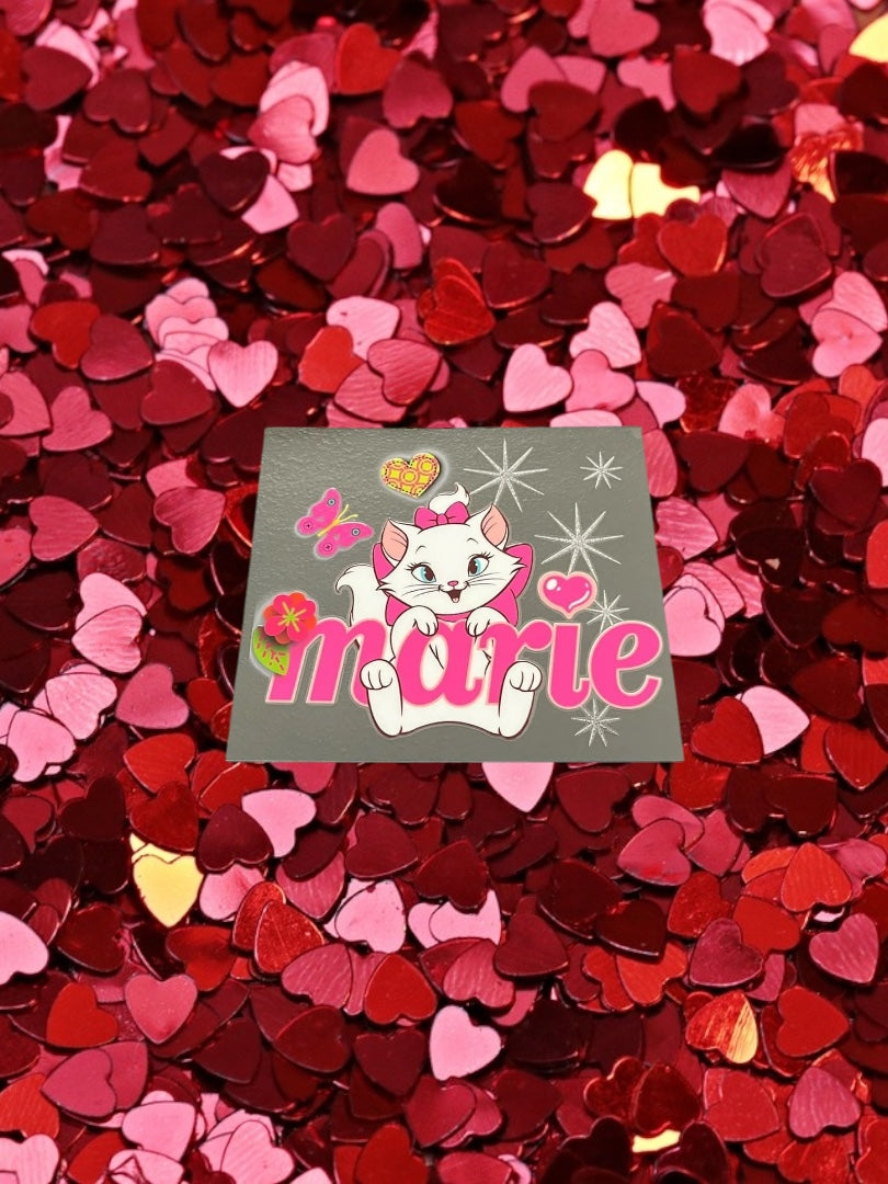 Valentines Day Pink Cat- Holiday UV DTF Double Sided 4" Decal
