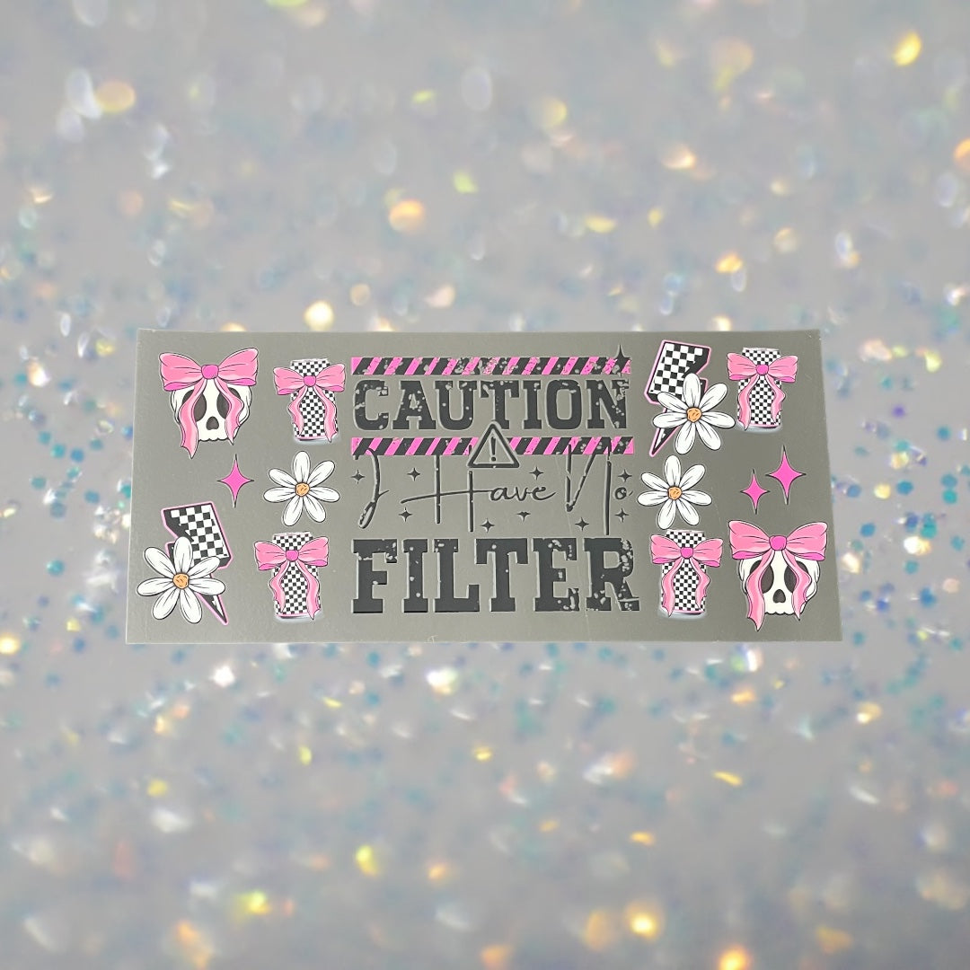 Pink Caution-16oz UV DTF Double Sided Cup Wrap