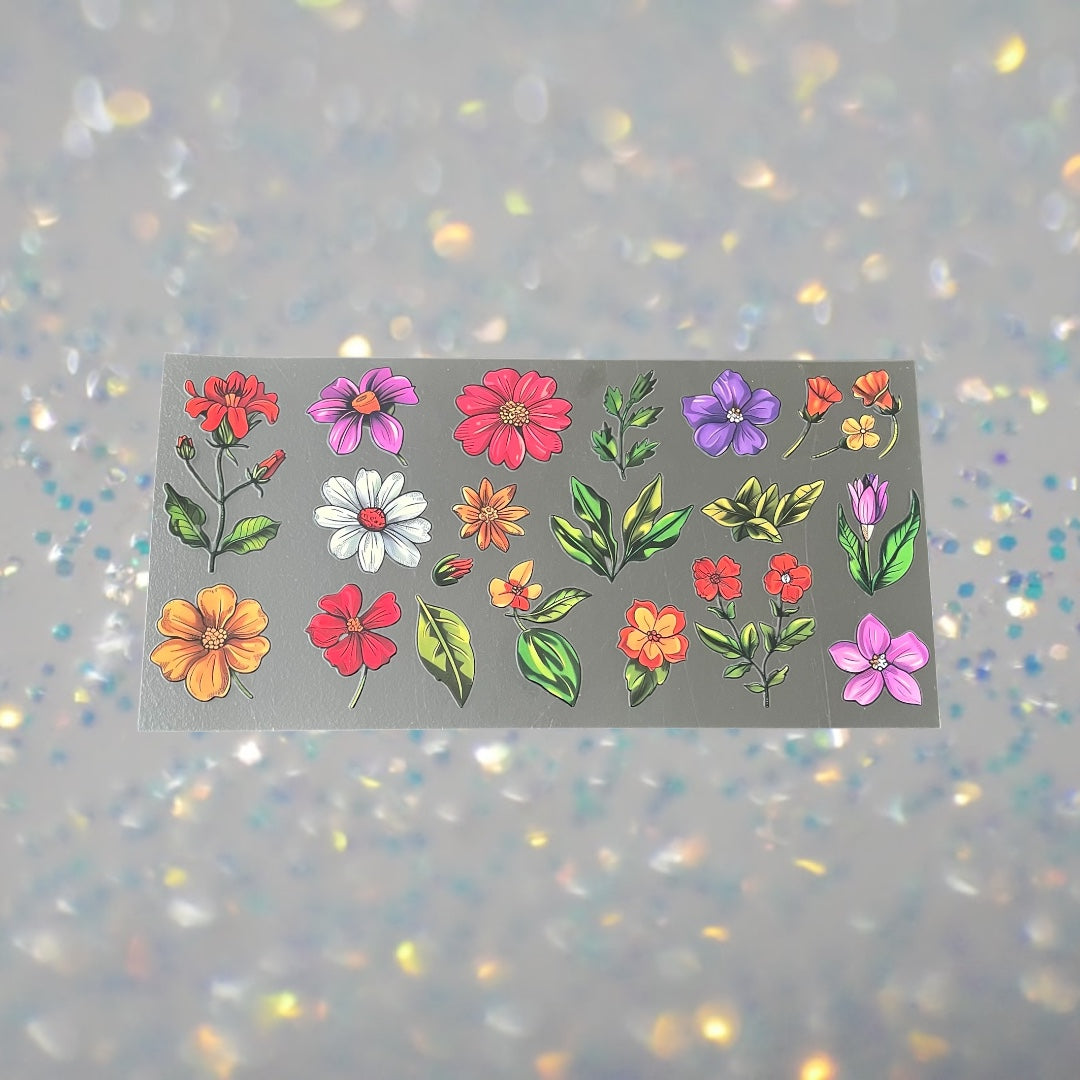 Flowers-16oz UV DTF Double Sided Cup Wrap