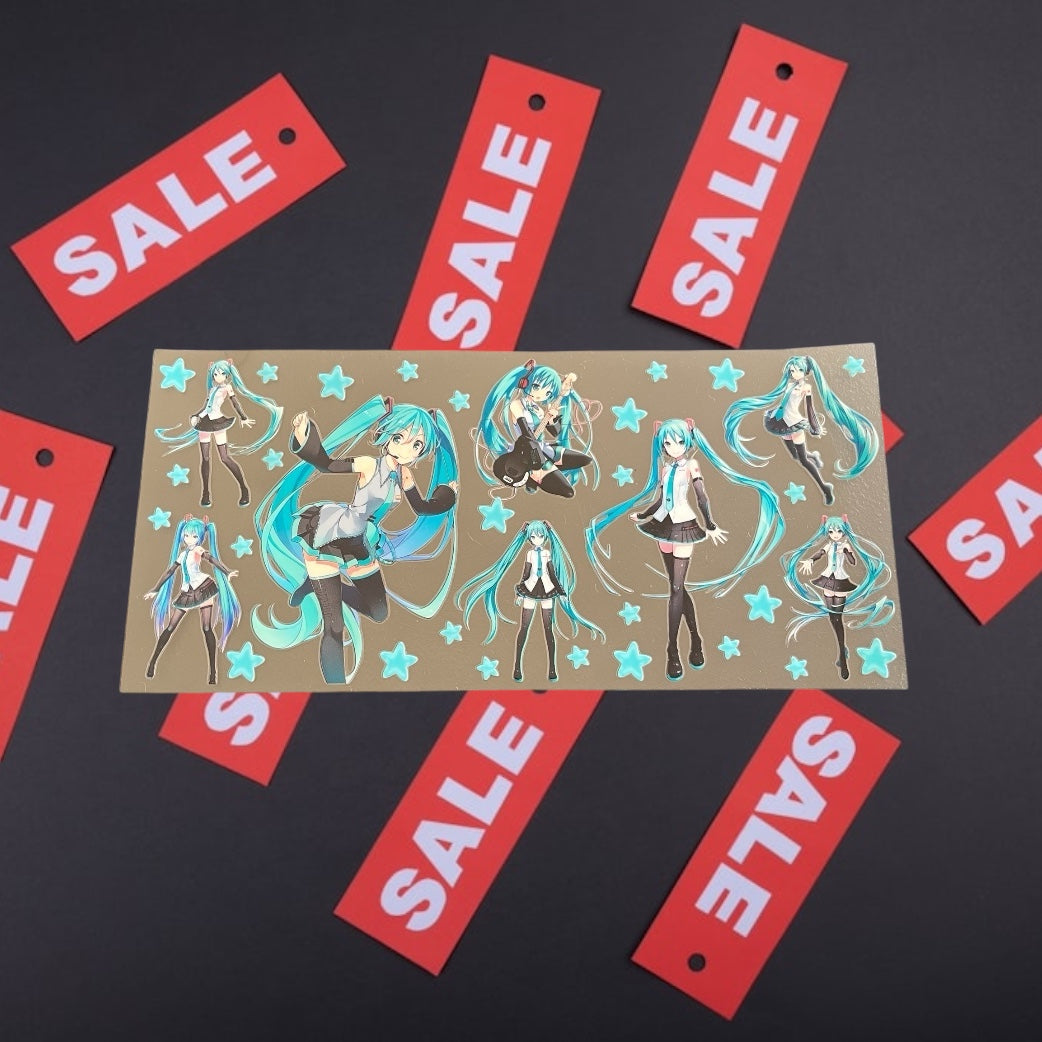 Miku-CLEARANCE 16oz UV DTF Double Sided Cup Wrap