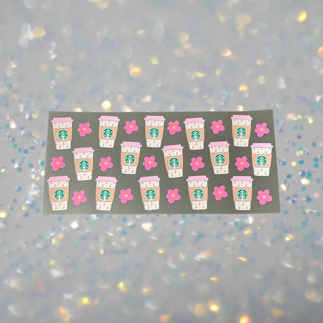 Floral Starbies-16oz UV DTF Double Sided Cup Wrap