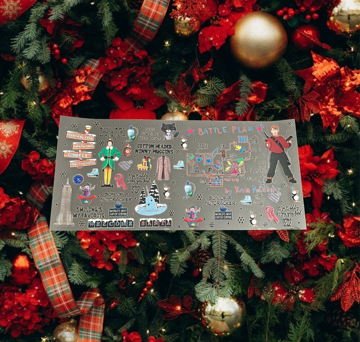 Christmas Elf/Home alone-Holiday 16oz UV DTF Double Sided Cup Wrap