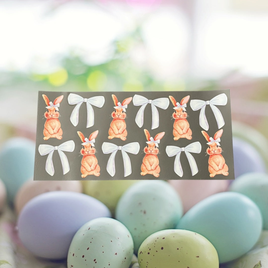 Easter Bunny w/Blue Bows-Holiday 16oz UV DTF Double Sided Cup Wrap