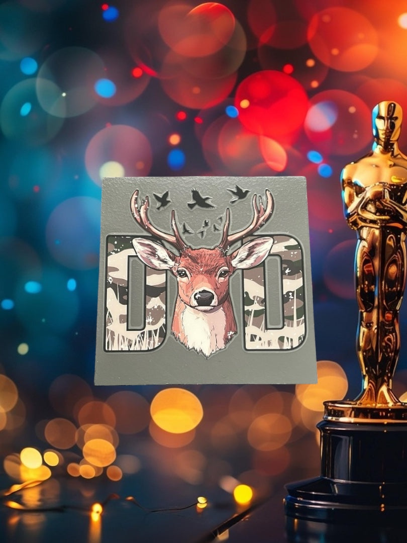 Father’s Day Dad Camo Deer-Holiday UV DTF Double Sided 4" Decal