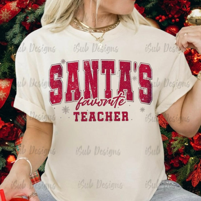Christmas Santa’s Favorite Teacher T-Shirt