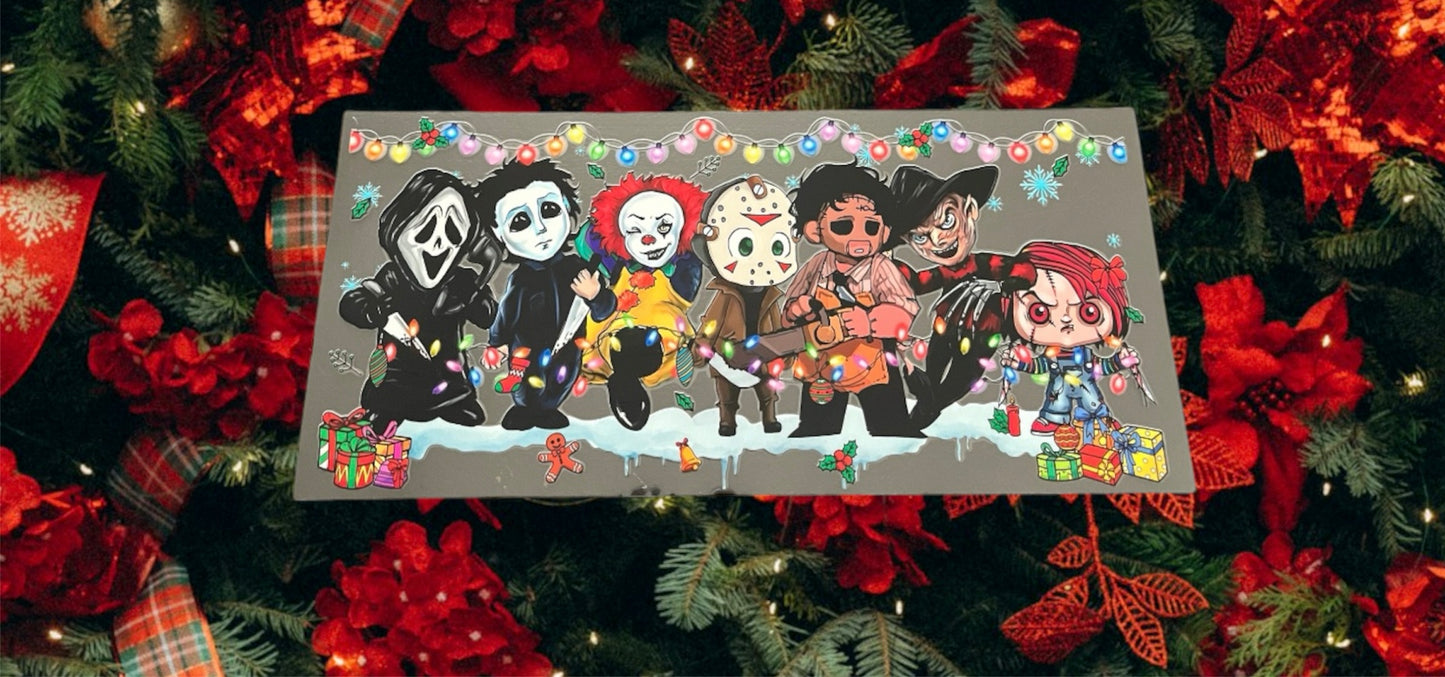 Christmas Lights & Horror-Holiday 16oz UV DTF Double Sided Cup Wrap