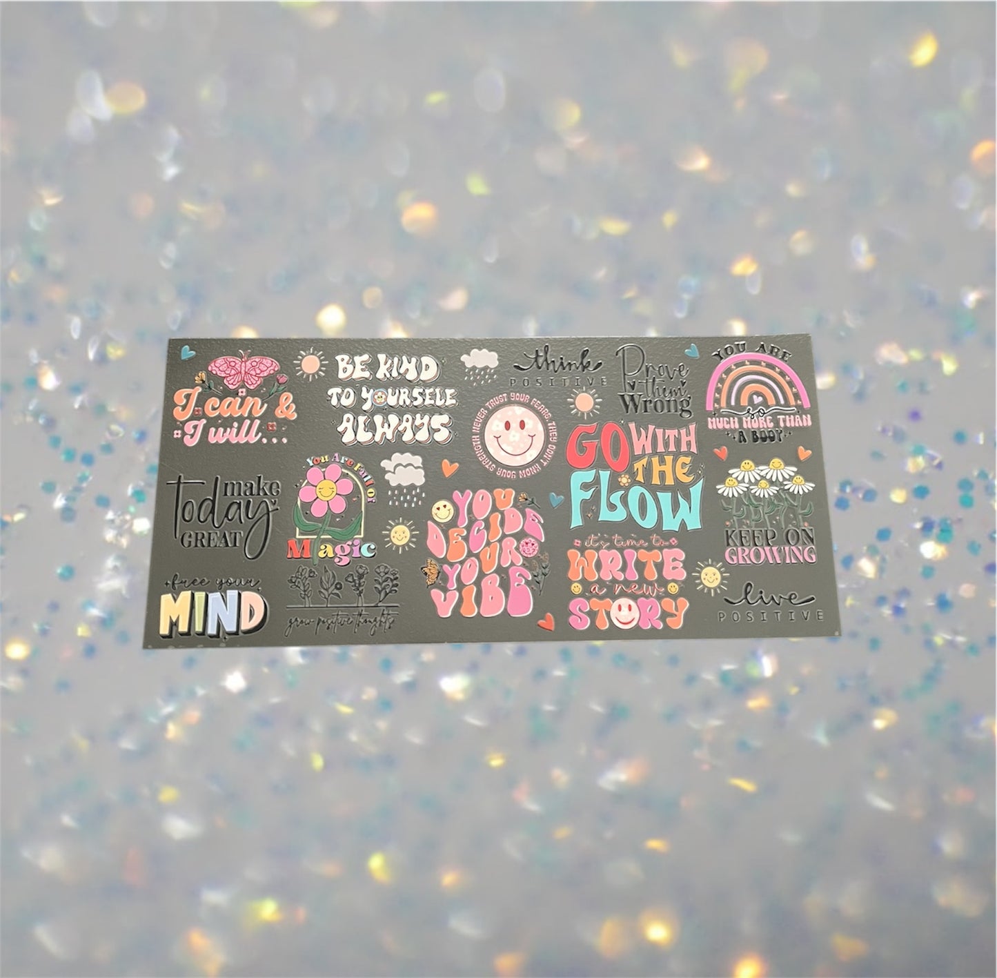 Positivity Quotes-16oz UV DTF Double Sided Cup Wrap