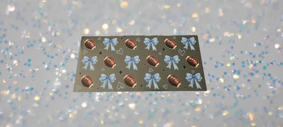 Football w/Blue bows-16oz UV DTF Double Sided Cup Wrap