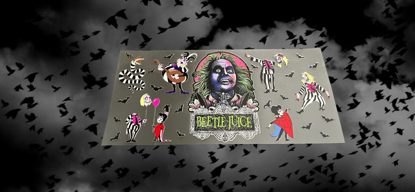 Halloween Beetle Juice w/ Friends -Holiday 16oz UV DTF Double Sided Cup Wrap
