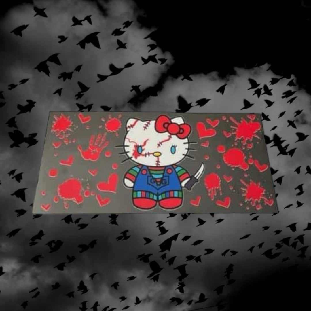 Halloween Chucky Kitty-Holiday 16oz UV DTF Double Sided Cup Wrap