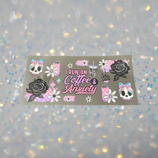 Coffee & Anxiety-16oz UV DTF Double Sided Cup Wrap