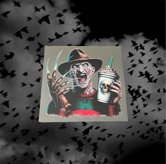 Halloween Freddy Coffee-UV DTF Double Sided 4" Decal