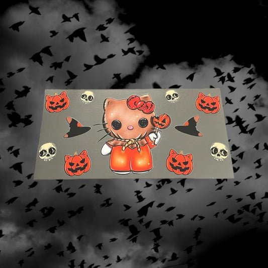 Halloween Scarecrow Kitty-16oz UV DTF Double Sided Cup Wrap