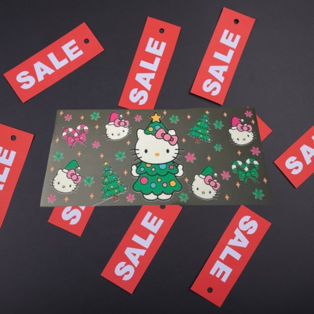 Christmas Kitty Tree-CLEARANCE Holiday 16oz UV DTF Double Sided Cup Wrap