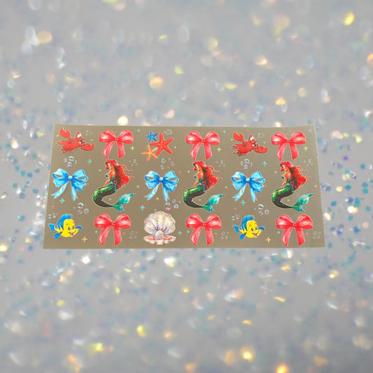 Mermaid Princess w/Bows & Friends-16oz UV DTF Double Sided Cup Wrap