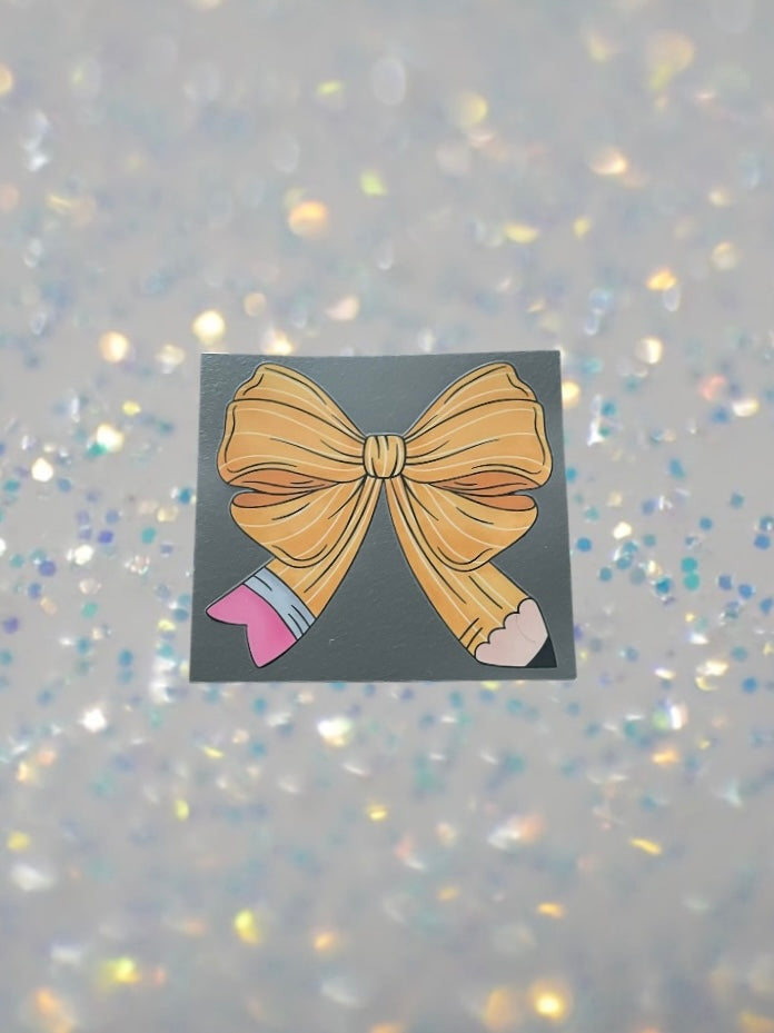 Teacher Pencil Bow-UV DTF Double Sided 4" Decal