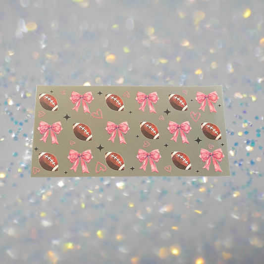 Football w/Pink bows-16oz UV DTF Double Sided Cup Wrap