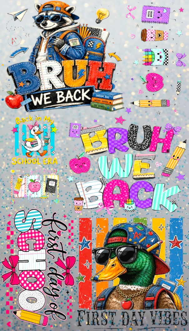 Back to School (Kids)- DTF Transfer Mini Gang Sheet