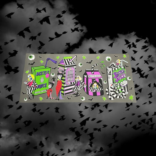 Halloween 100% Beetle Juice-16oz UV DTF Double Sided Cup Wrap