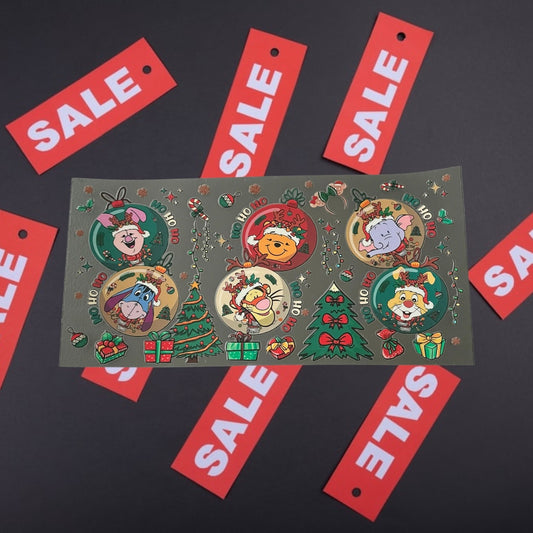 CLEARANCE Christmas bear ornaments -16oz UV DTF Double Sided Cup Wrap
