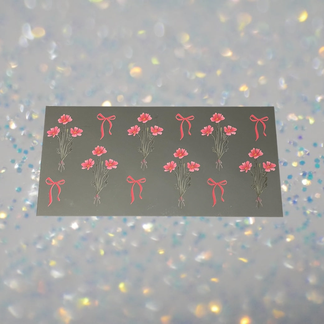 Flower Bouquet w/Bows-16oz UV DTF Double Sided Cup Wrap