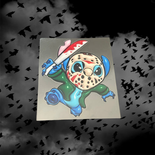 Halloween Blue Alien Horror-UV DTF Double Sided 4" Decal