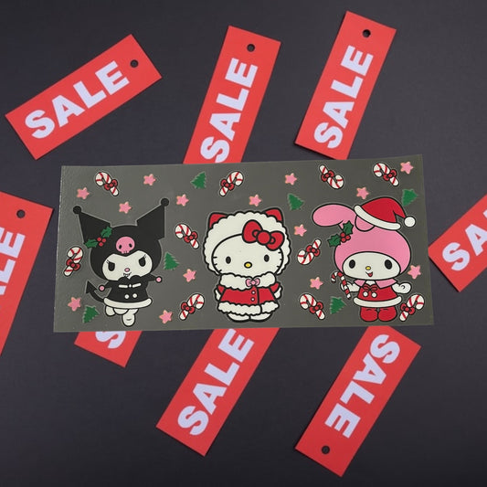 CLEARANCE Kitty Christmas -16oz UV DTF Double Sided Cup Wrap