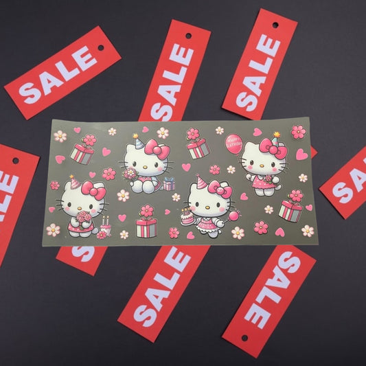 Kitty bday -CLEARANCE 16oz UV DTF Double Sided Cup Wrap